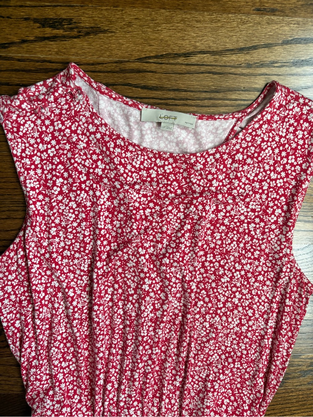 LOFT Red Floral Sleeveless Romper Large Petite - Picture 3 of 6